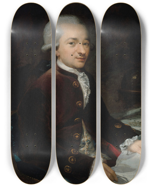 Triptych art skateboard deck of H Lefvre Portrait Dhomme Autrefois Maquill En Robespierre by H Lefevre (18-)