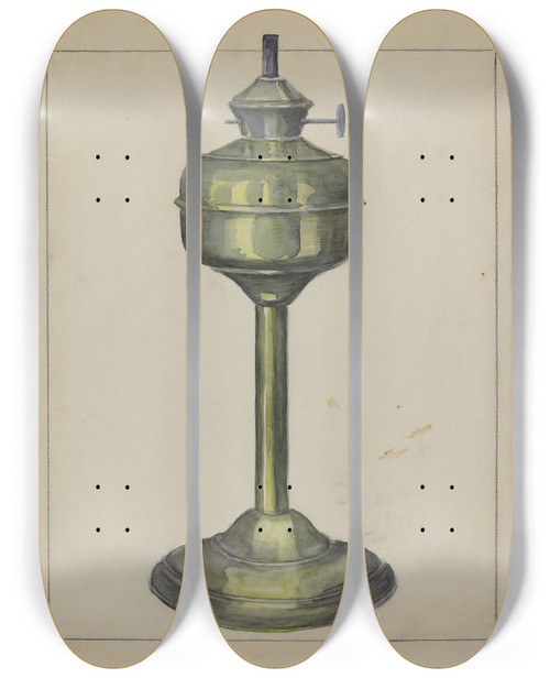 Triptych art skateboard deck of Hester Duany Lamp_1 by Hester Duany (1891-1964)