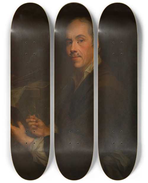 Triptych art skateboard deck of Christian Seybold Selbstbildnis Christian Seybold by Christian Seybold (1695-1768)