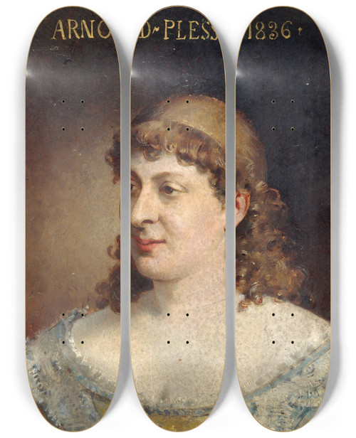 Triptych art skateboard deck of Edouard Toudouze Portrait De Jeannesylvanie Arnouldplessy 18191897 Socitaire De La Comdiefranais by Edouard Toudouze (1848-1907)