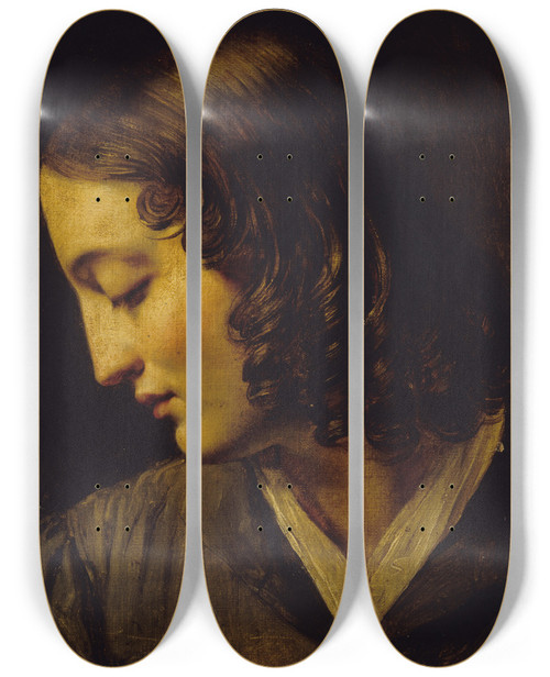 Triptych art skateboard deck of Alexandre Marie Colin Madame Colin De Profil by Alexandre Marie Colin (1798-1875)