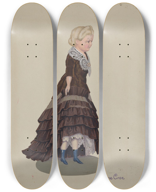 Triptych art skateboard deck of Eugene Croe Doll Abigail by Eugene Croe (20-)