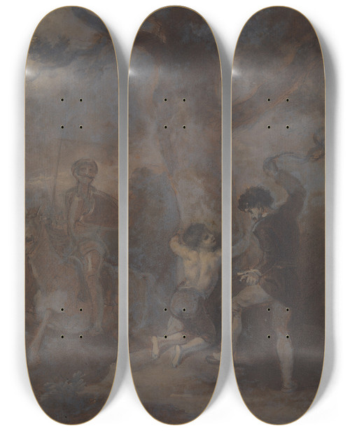 Triptych art skateboard deck of Robert Smirke One From Illustrations To Shakespeare_15 by Robert Smirke (1752-1845)
