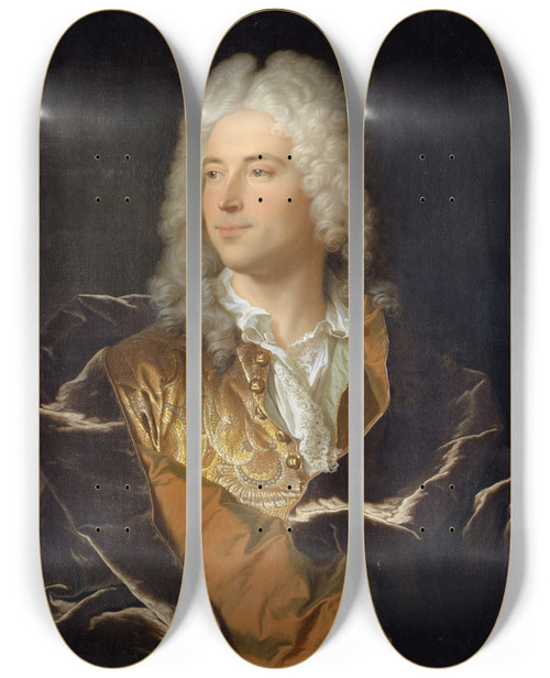 Triptych art skateboard deck of Hyacinthe Rigaud Portrait Of Chevalier Lucas Schaub Of Basel by Hyacinthe Rigaud (1659-1743)