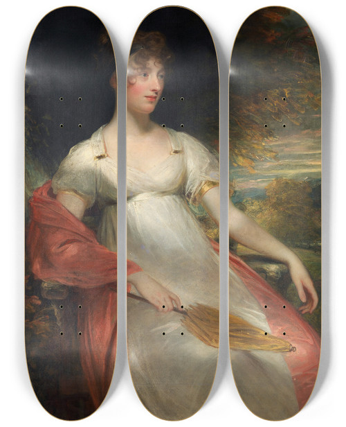 Triptych art skateboard deck of Sir William Beechey Portrait Of A Woman by Sir William Beechey (1753-1839)