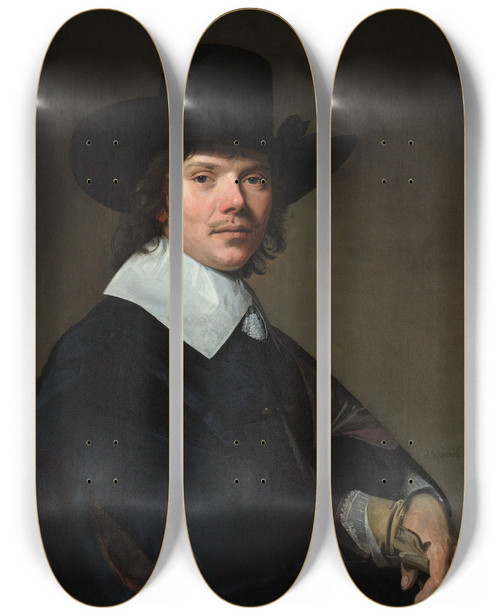 Triptych art skateboard deck of Johannes Cornelisz Verspronck Portrait Of A Man_3 by Johannes Cornelisz Verspronck (1600-1662)