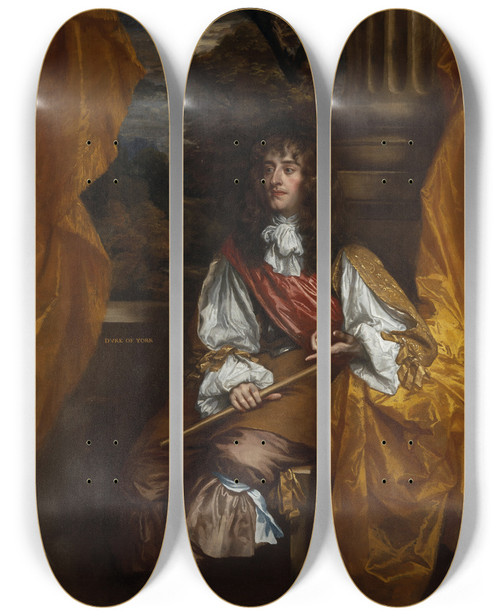 Triptych art skateboard deck of Sir Peter Lely James Vii And Ii When Duke Of York 1633 1701 by Sir Peter Lely (1618-1680)