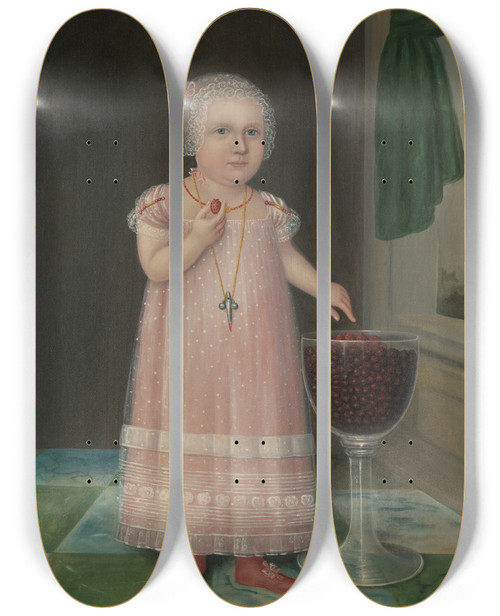 Triptych art skateboard deck of Joshua Johnson Emma Van Name by Joshua Johnson (1758-1829)