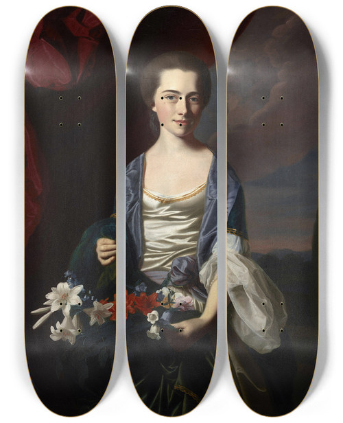 Triptych art skateboard deck of John Singleton Copley Sarah Sherburne Langdon by John Singleton Copley (1738-1815)