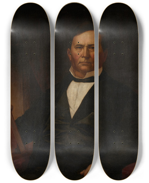 Triptych art skateboard deck of Jacob Cox Portrait Of Governor David Wallace by Jacob Cox (1810-1892)
