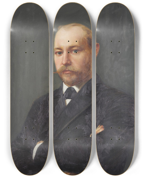 Triptych art skateboard deck of Bernhard Sterman Portrait Of John Jderstrm 18611918 by Bernhard Osterman (1870-1938)