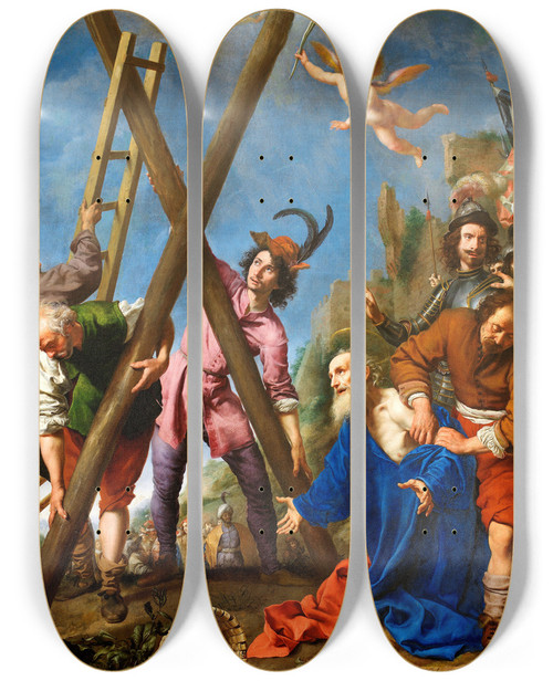 Triptych art skateboard deck of Carlo Dolci St Andrew Praying Before His Martyrdom by Carlo Dolci (1616-1687)