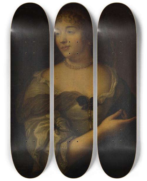 Triptych art skateboard deck of After Claude Lefbvre Portrait Of Marie De Rabutinchantal Marquise De Svign 16261696 by After Claude Lefebvre (1632-1675)