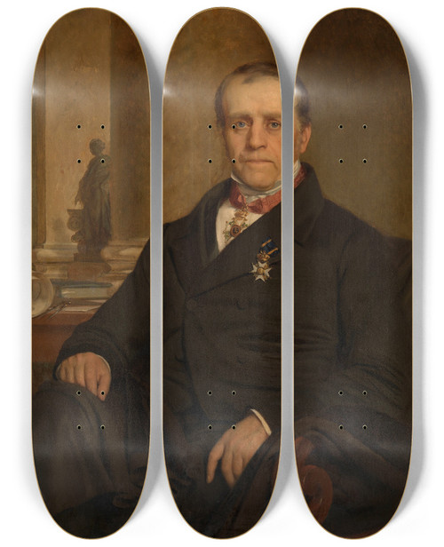 Triptych art skateboard deck of Alexandre Nestor Nicolas Robert The Architect Tieleman Franciscus Suys by Alexandre Nestor Nicolas Robert