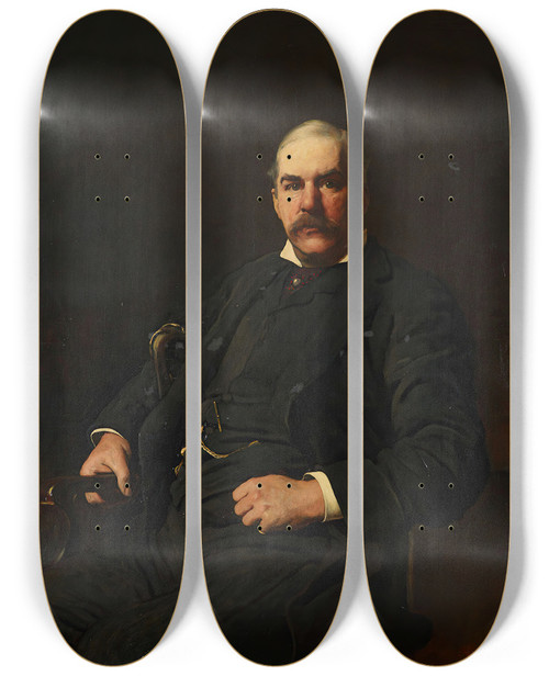 Triptych art skateboard deck of Frank Holl Portrait Of Pierpont Morgan by Frank Holl (1845-1888)