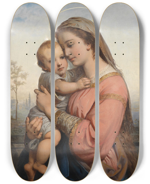 Triptych art skateboard deck of Franz Russ The Elder Madonna And Child by Franz Russ The Elder (1817-1892)