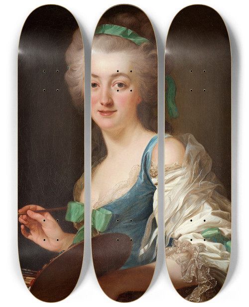 Triptych art skateboard deck of Alexander Roslin The Artist Anne Vallayercoster by Alexander Roslin (1718-1793)