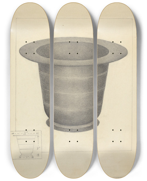 Triptych art skateboard deck of Charles Garjian Pewter Commode Form_1 by Charles Garjian