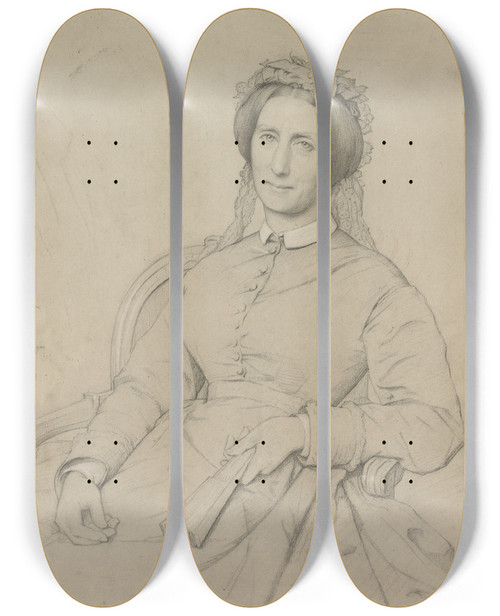 Triptych art skateboard deck of Jeanpaul Flandrin Madame Hippolyte Flandrin Aime Ancelot by Jean Paul Flandrin (1811-1902)