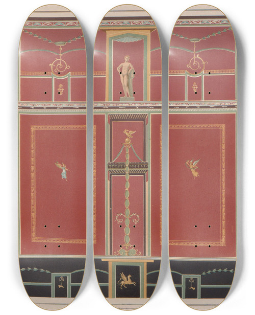 Triptych art skateboard deck of Victor Steeger The Most Beautiful Walls In Pompeii Pl12 by Victor Steeger (19-)