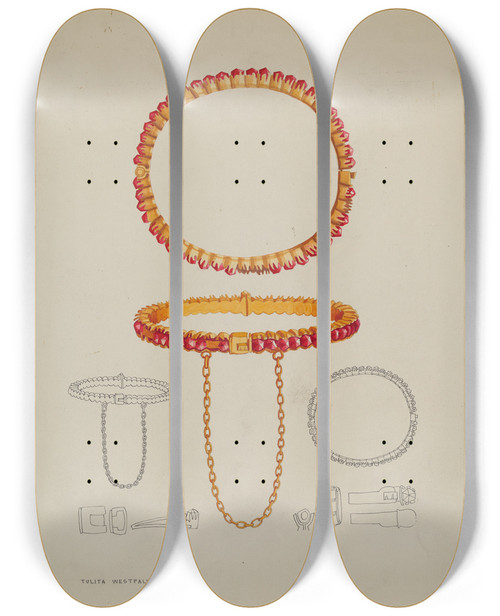Triptych art skateboard deck of Tulita Westfall Bracelet by Tulita Westfall