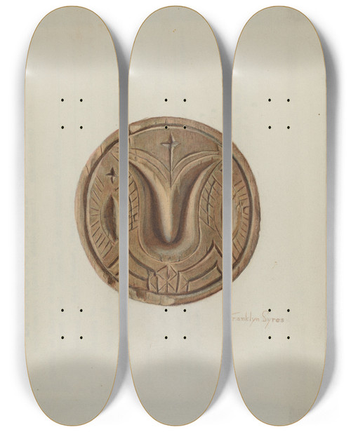 Triptych art skateboard deck of Franklyn Syres Pa German Butter Mold_1 by Franklyn Syres