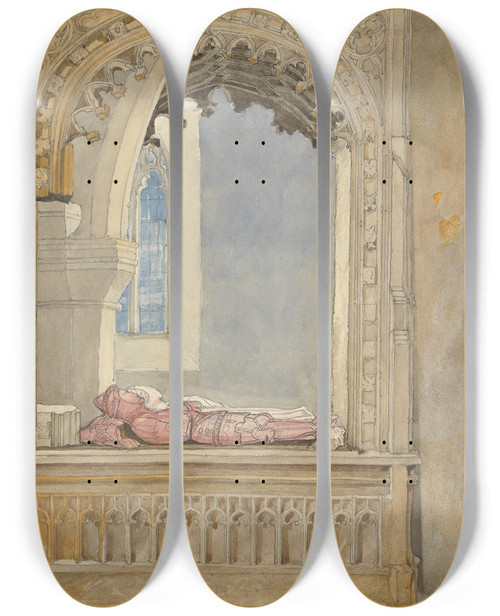 Triptych art skateboard deck of Rev James Bulwer One From A Volume Of Drawings And Prints_59 by Rev James Bulwer (1794-1879)