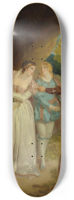 Francis Wheatley - Valentine rescuing Silvia from Proteus, from Shakespeares The Two Gentlemen of Verona, Act V, Scene 4, the Outlaws Cave 8.25 inch art skate deck