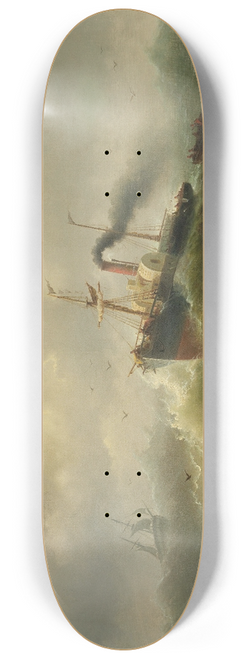 Albert Rieger - Steamboat In A Storm On The North Sea 8.25 inch art skate deck