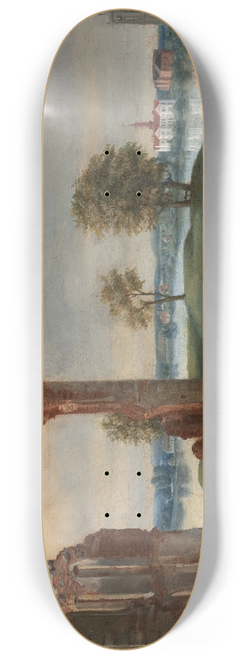 Franciszek Smuglewicz - Birai in Lithuania with the ruins of the Radziwi castle 8.25 inch art skate deck