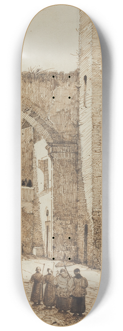 Franois-Marius Granet - A Priest Processing through a Medieval Street in Viterbo 8.25 inch art skate deck