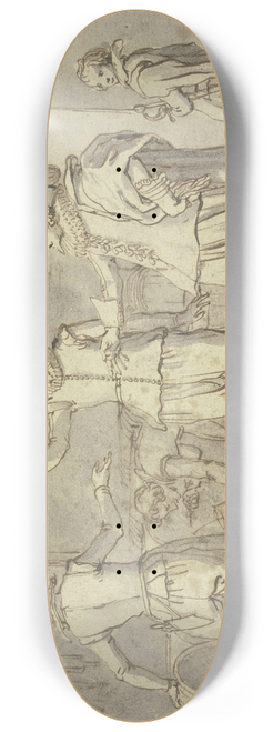 Frans Francken The Elder - Ein Kavalier gefolgt von seinem Pagen, der seinen Degen trgt, lsst in einem Keller Wein probieren 8.25 inch art skate deck