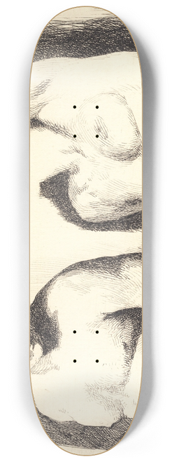 Frans Schwartz - Prveplade med to studier efter ngen mandlig og kvindelig model i halvfigur 8.25 inch art skate deck