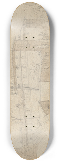 Franz Johann Heinrich Nadorp - Album with Views of Rome and Surroundings, Landscape Studies, page 38a: :St. Giovanni e Paolo, Rome 8.25 inch art skate deck