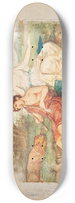 Franz von Matsch - Knabe mit Doppelflte und Muse 8.25 inch art skate deck
