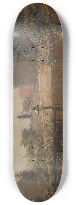 Frederick McCubbin - Melbourne gaol in sunlight from the Public Library grounds 8.25 inch art skate deck