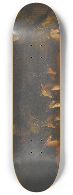 French School - Deer Standing In A Clearing At A Waterhole 8.25 inch art skate deck