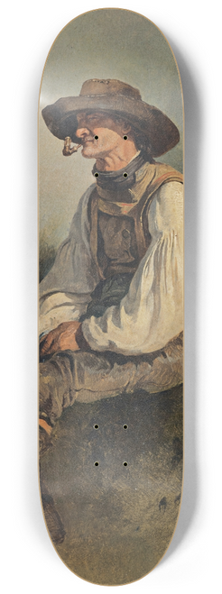 Friedrich August Matthias Gauermann - Bearded Man Smoking a Pipe 8.25 inch art skate deck