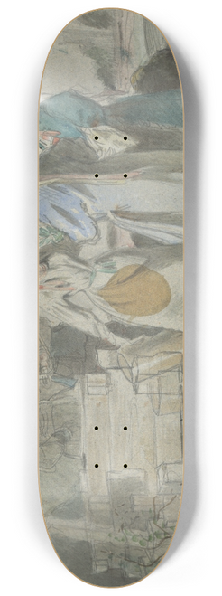 Friedrich Carl von Scheidlin - Meeting at a Well 8.25 inch art skate deck