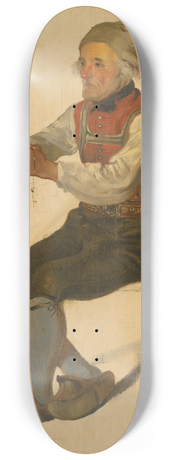 Friedrich Carl von Scheidlin - Study of a Seated Peasant 8.25 inch art skate deck