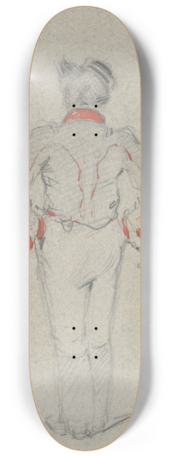 Friedrich Carl von Scheidlin - Study of a Standing Man from the Back 8.25 inch art skate deck
