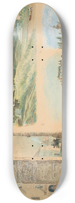 Friedrich Loos - A view of Maribor, the Roman monument in Pettau, Oberpettau castle, Seckau castle 8.25 inch art skate deck