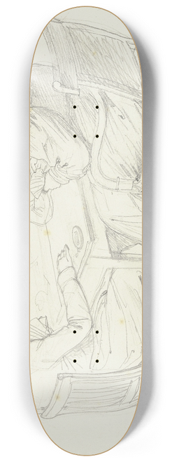 Friedrich Mosbrugger  - Ein Herr und drei Damen beim Kartenspiel 8.25 inch art skate deck