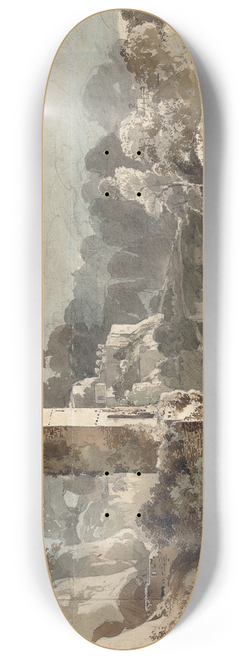 Friedrich Salath - Ruins of a Fortified Tower among Wooded Hills 8.25 inch art skate deck