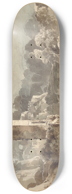 Friedrich Salath - Ruins of a Fortified Tower among Wooded Hills II 8.25 inch art skate deck