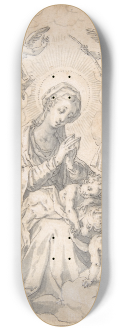 Friedrich Sustris - The Virgin and Child Surrounded by Little Angels in the Clouds 8.25 inch art skate deck