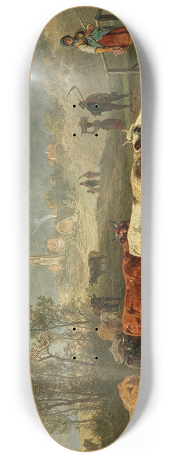 Friedrich Voltz - Returning from the Field, in the background a small village 8.25 inch art skate deck