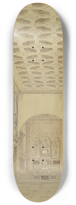 Friedrich Wilhelm Ludwig - Blick durch das Mittelsschiff zum Altar von S. Lorenzo fuori le mura in Rom 8.25 inch art skate deck