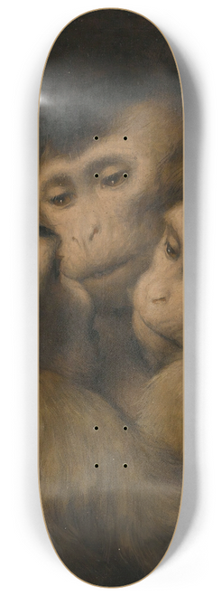 Gabriel von Max - Three Monkeys 8.25 inch art skate deck