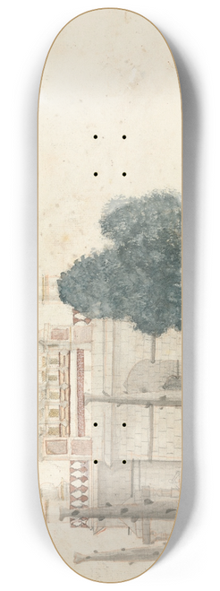 Gangaram Chintaman Tambat - Front View of Bhuleshwar Temple 8.25 inch art skate deck